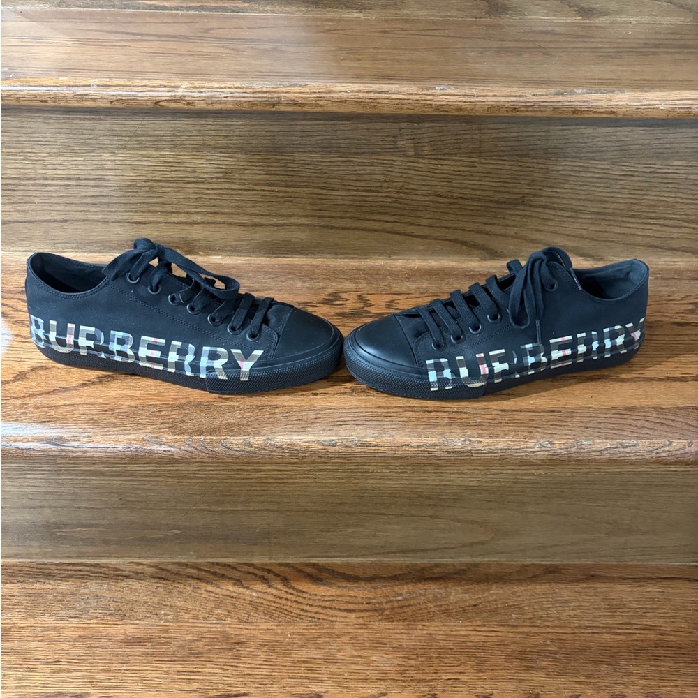 Burberry Black Canvas Sneakers with Check Logo